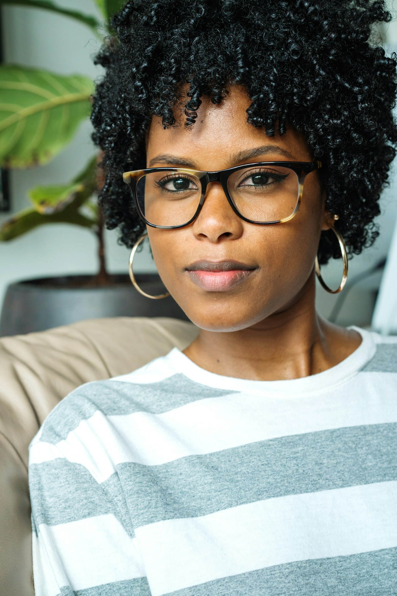 Black woman wearing glasses portrait